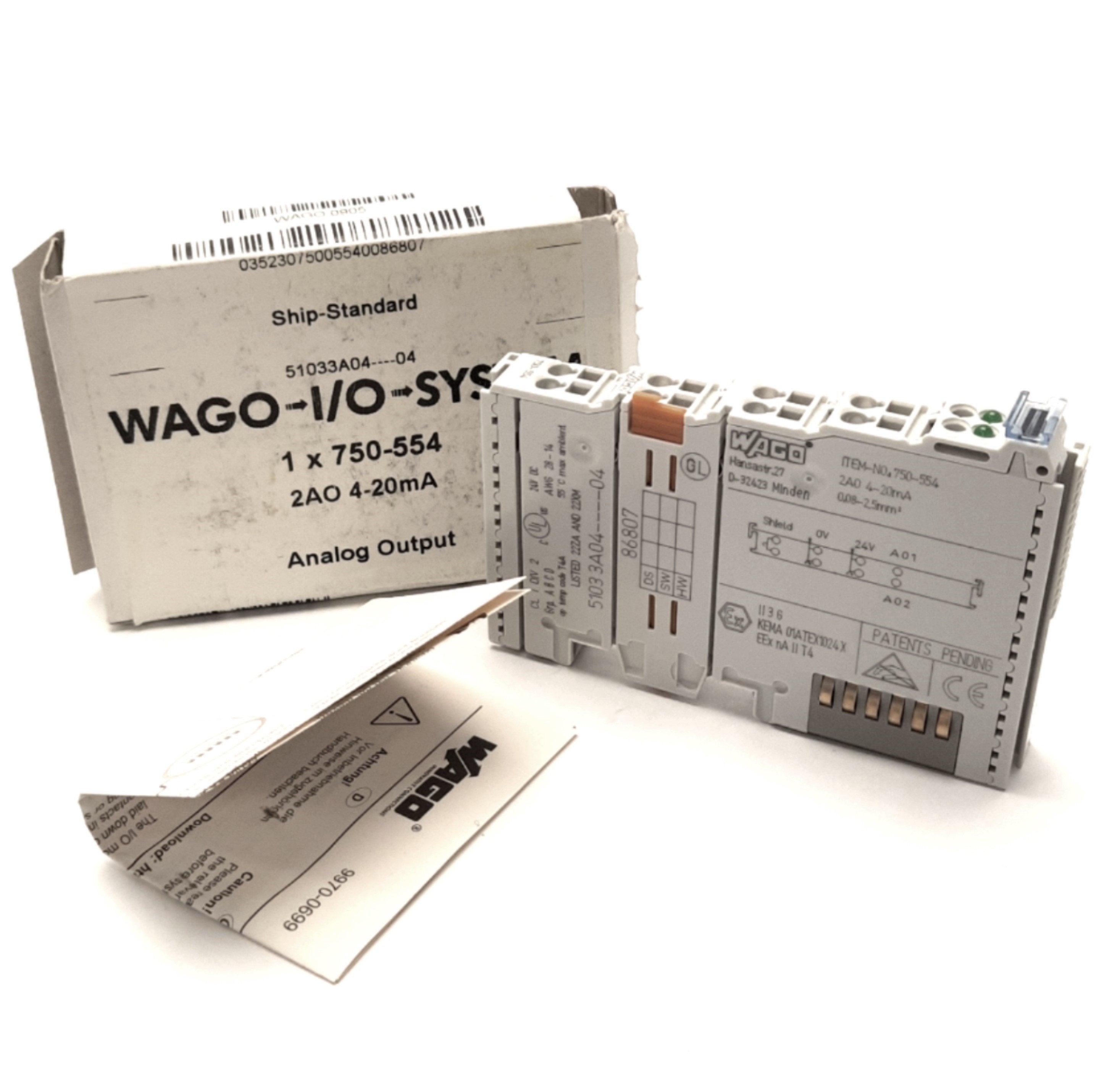 Wago 750-554 Analog Output Module 2-Channel, 4-20mA Output, 24VDC