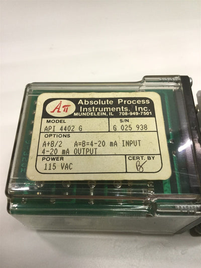 Used Absolute Process Instruments API 4402 G DC Signal Conditioner w/ Math Function