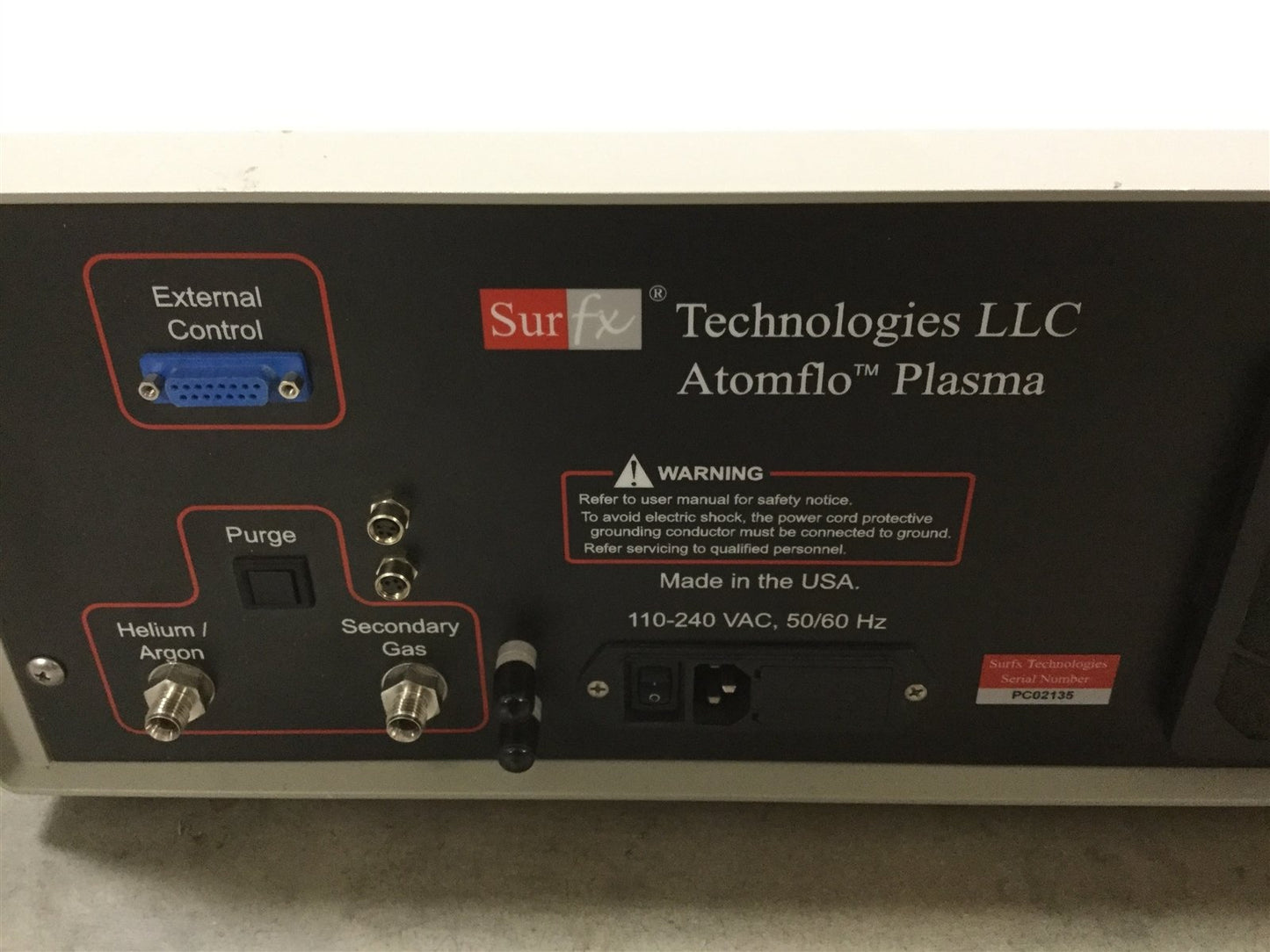 Used Surfx Atomflo T Atmospheric Plasma Generator Controller 300W 27.12MHz 110-240V