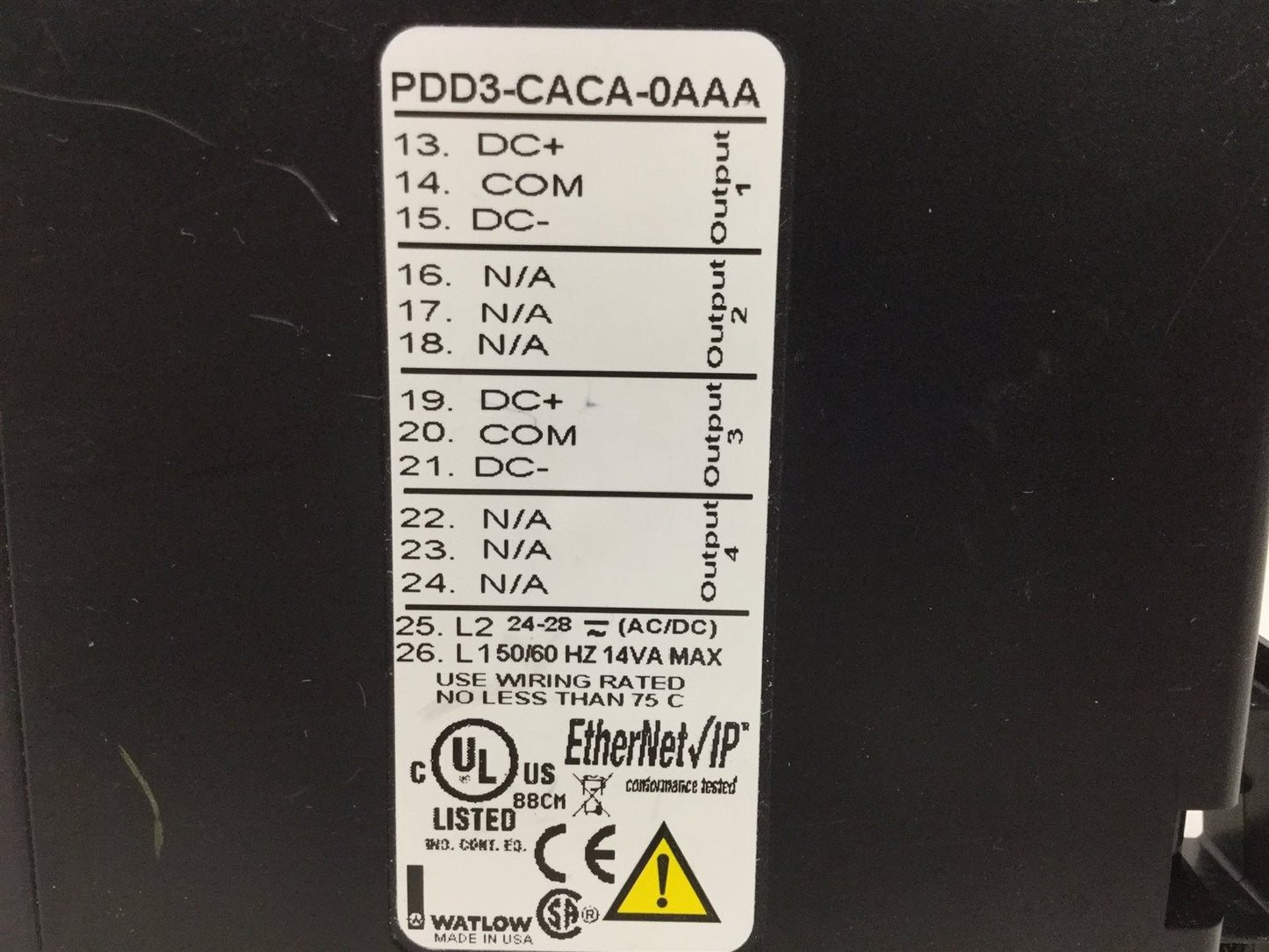 Used Watlow PDD3-CACA-0AAA PID Controller, Supply: 24-28VAC/DC 50/60Hz 14VA Max