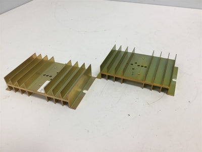 Used Lot of 2 Aluminum Heat Sinks, 4.9" x 2.95" x 1.05" - 14 Fins, Thin Base