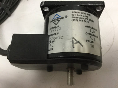 Used Aerotech 50SMB2 Stepper Motor Single Phase, Poles: 50, Shaft Diameter: 0.25 in