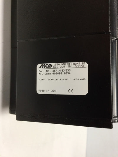 Used MCG 3571-ME4535 Servo Motor Continuous Torque: 17lb-in, Amperage: 6.76A