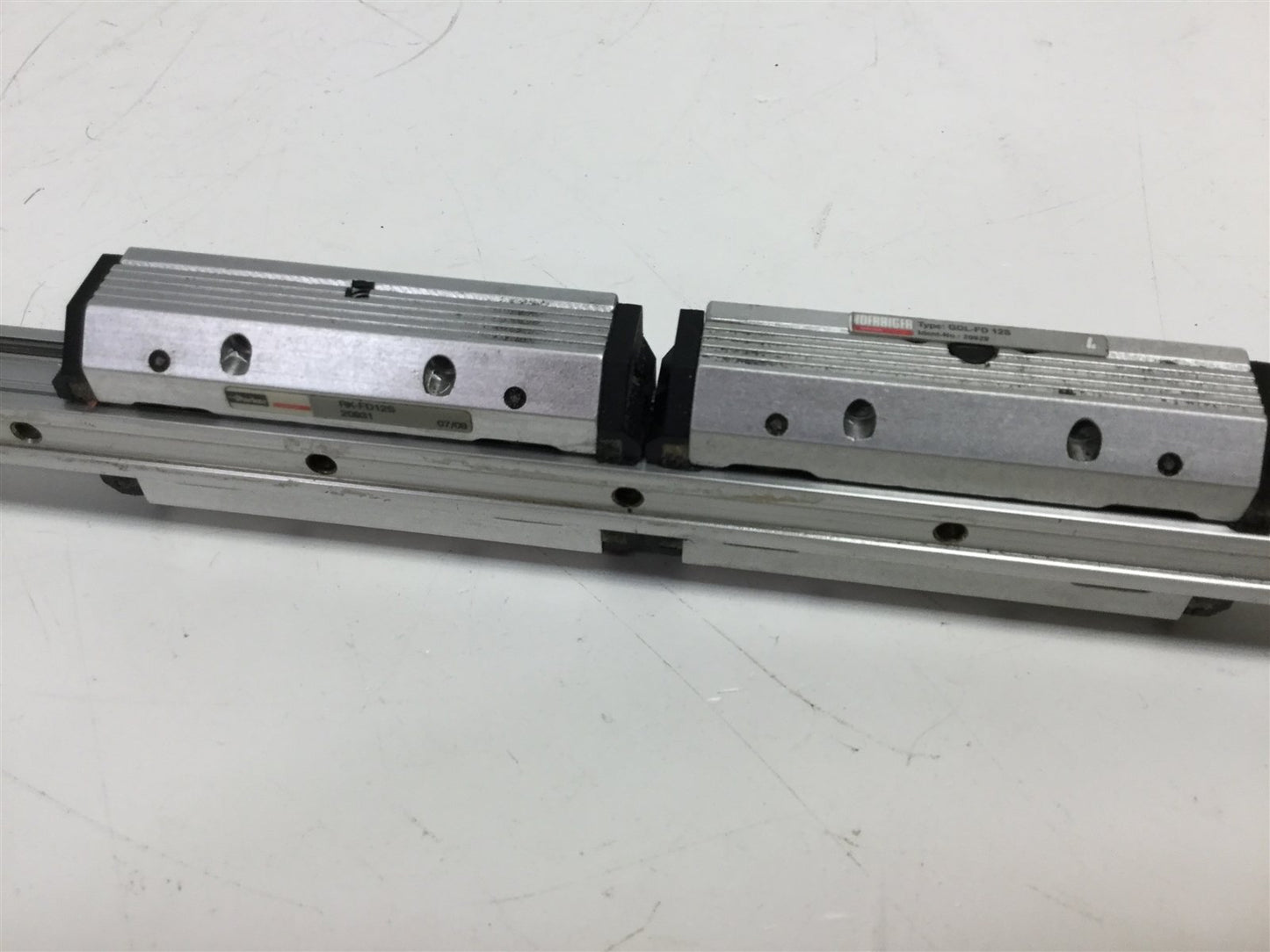 Used Parker Origa Linear Bearing Rail W/ 2 Carriages (GDL-FD 12S & RK-FD12S) 700mm