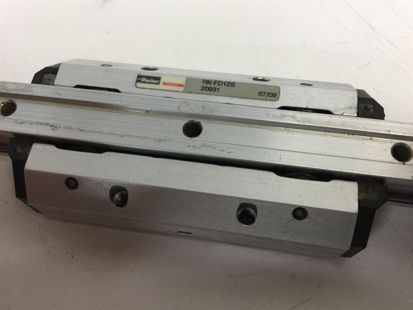 Used Parker Origa Linear Bearing Rail W/ 2 Carriages (GDL-FD 12S & RK-FD12S) 700mm