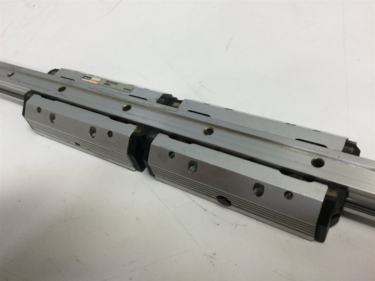 Used Parker Origa Linear Bearing Rail W/ 2 Carriages (GDL-FD 12S & RK-FD12S) 700mm