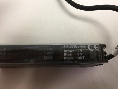 Used SunX NAVI FX-301 Fiber Sensor Amplifier, NPN 3-Wire Output, Supply: 12-24VDC