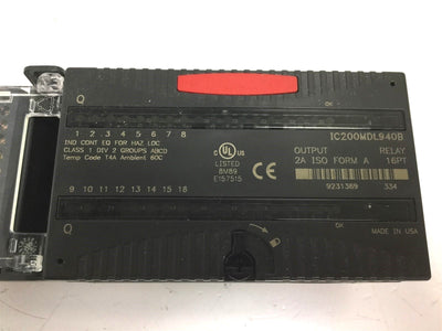 Used GE Fanuc IC200MDL940B Output Relay Module, 2A ISO Form A 16PT With 18 Point Base