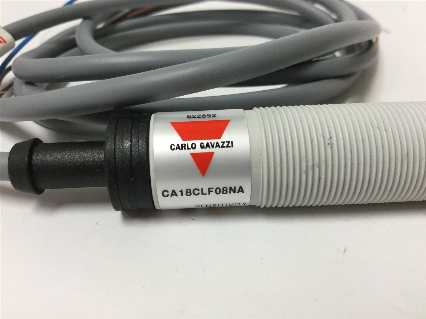 Used Carlo Gavazzi CA18CLF08NA Capacitive Proximity Sensor, 10-40VDC, Range: 8mm