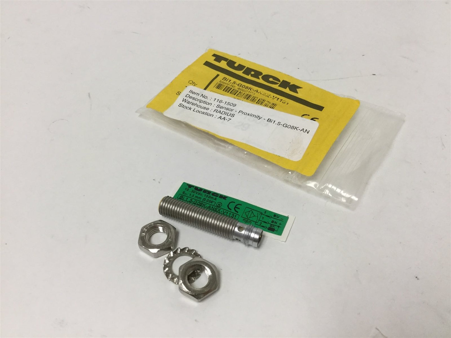 New Turck Bi1,5-G08K-AN6X-V1131 Proximity Sensor, Voltage: 10-30VDC, 1.5mm Range