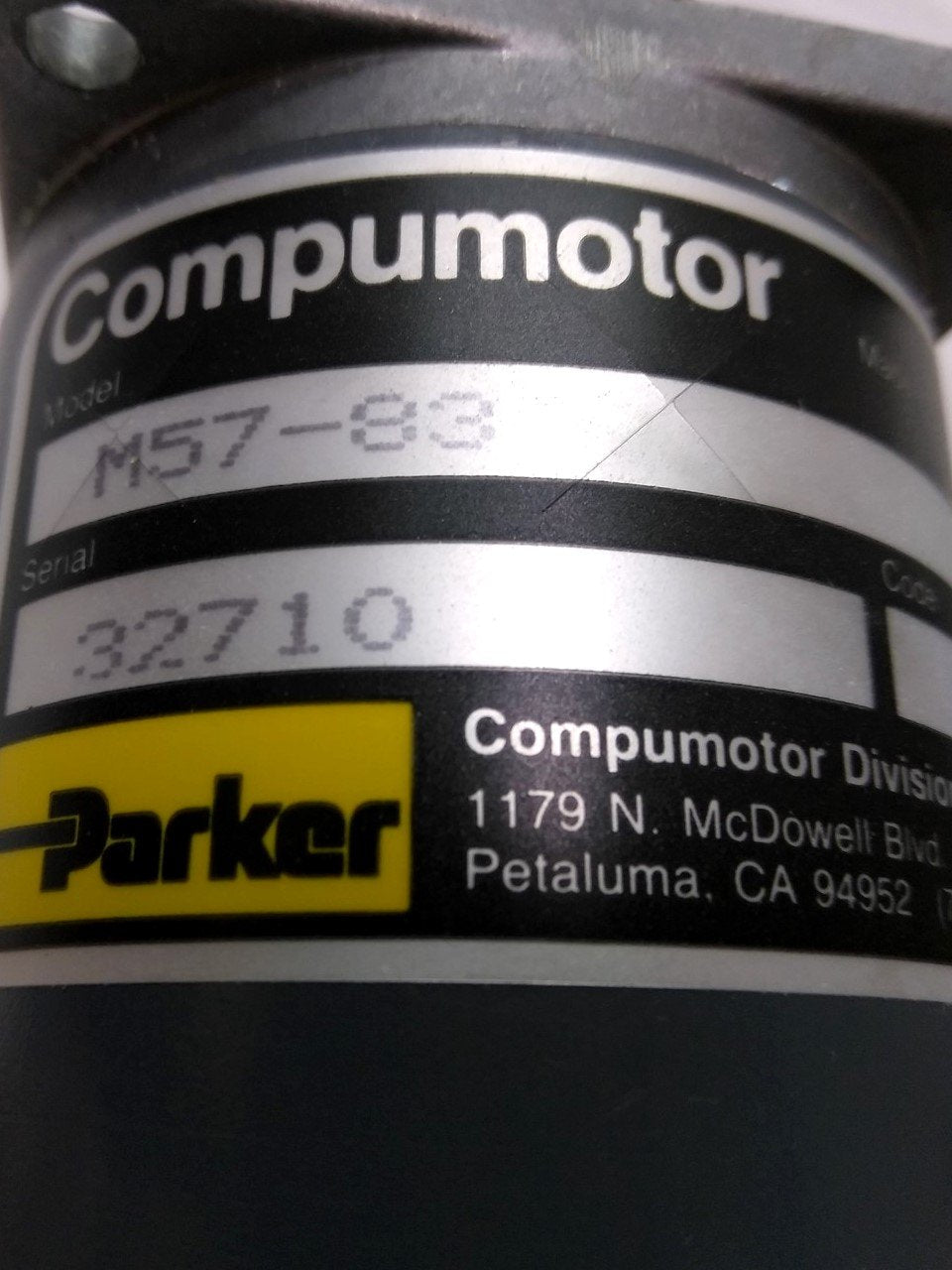 Used Parker M57-83 Compumotor ¬" Shaft 80 oz-in Torque NEMA 23 10' 105-125VAC 50/60Hz