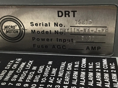 Used Micro Motion DRT115-NA-J-FR Programmable Digital Rate Totalizer Control 115VAC