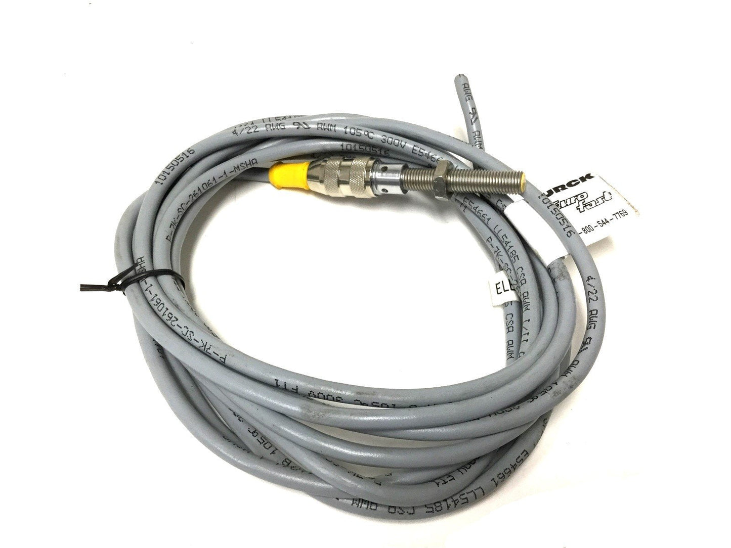 Used Turck Bi2-EG08-VN6X-H1341 Inductive Sensor, Sensing: 2mm, With Eurofast Cable