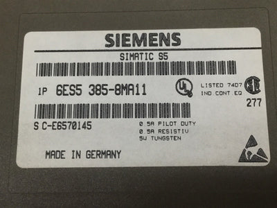 Used Siemens 6ES5 385-8MA11 Simatic PLC Counter Module 500Hz, 2-Channel 5/24VDC