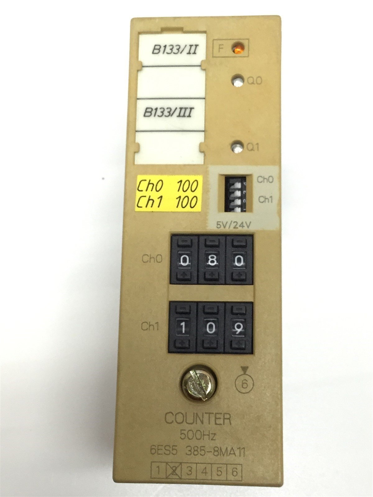 Used Siemens 6ES5 385-8MA11 Simatic PLC Counter Module 500Hz, 2-Channel 5/24VDC