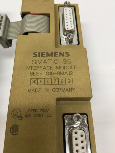 Used Lot of 2 Siemens 6ES5 316-8MA12 Simatic S5 PLC Interface Connection Link Modules