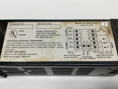 Used Newport Model 82 Alarm Unit Temperature Controller Process Panel 110/220VAC