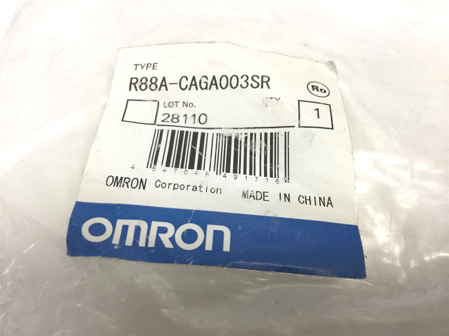 New Omron R88A-CAGA003SR Servomotor Feedback Cable, 3-Wire 1-Ground Accurax G5