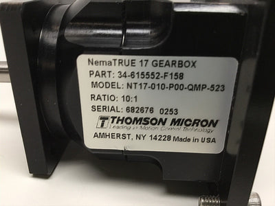 New Other Thomson Micron NT17-010-P00-QMP-523 Planetary Inline Gearhead NemaTRUE 17, 10:1