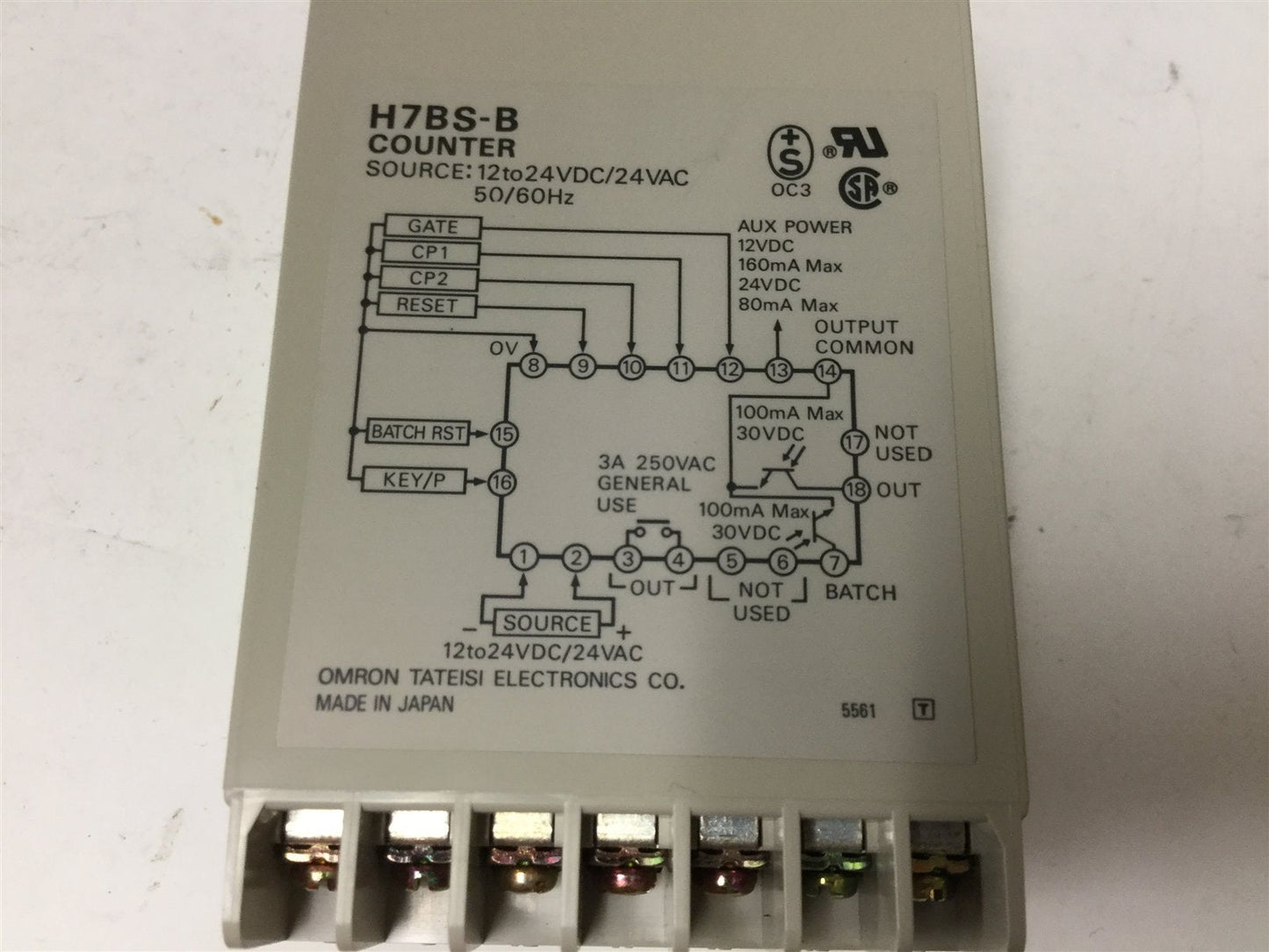 New Omron H7BS-B Counter, Source: 12-24VDC/24VAC, Range: 0.001 to 99.999