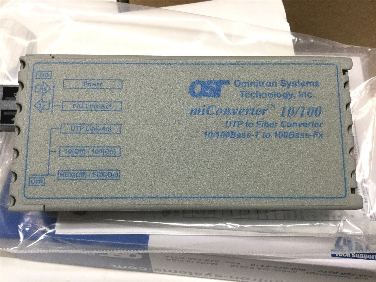 New Omnitron 1111-1-1 miConverter 1x100BASE-BX-D Ethernet UTP to Single Fiber Media