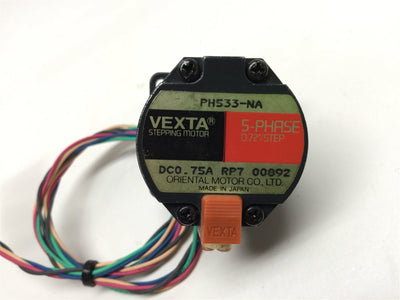 Used Oriental PH533-NA Vexta Miniature Stepper Motor 5mm Shaft, 5-Phase, 0.75A DC