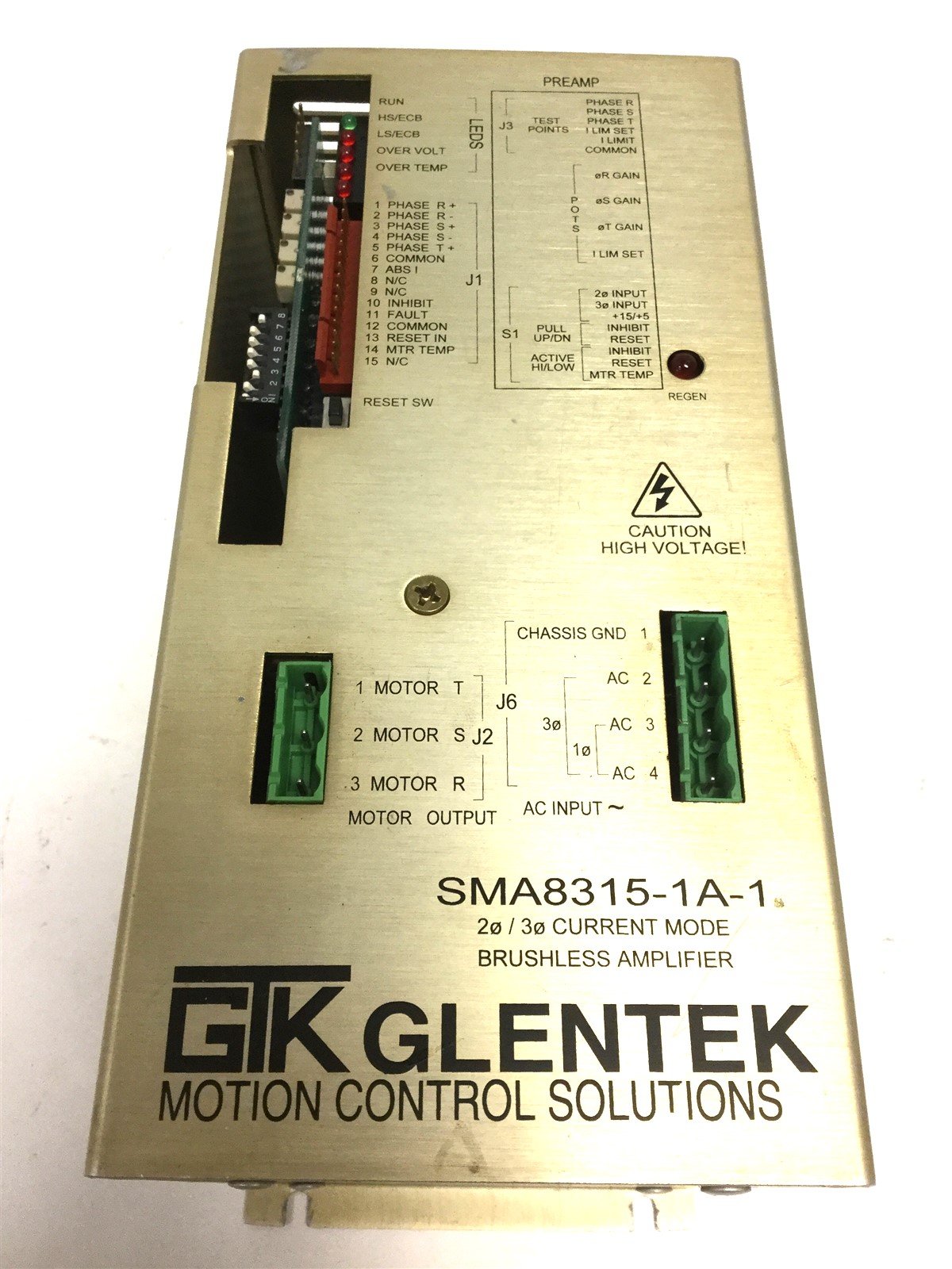 Used Glentek SMA8315-1A-1 Brushless Servo Motor Amplifier Voltage: 70-340VDC