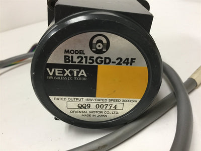 Used Vexta BL215GD-24F DC Motor With Gearhead (2GD5K) Shaft: 8mm Motor Speed: 3000RPM