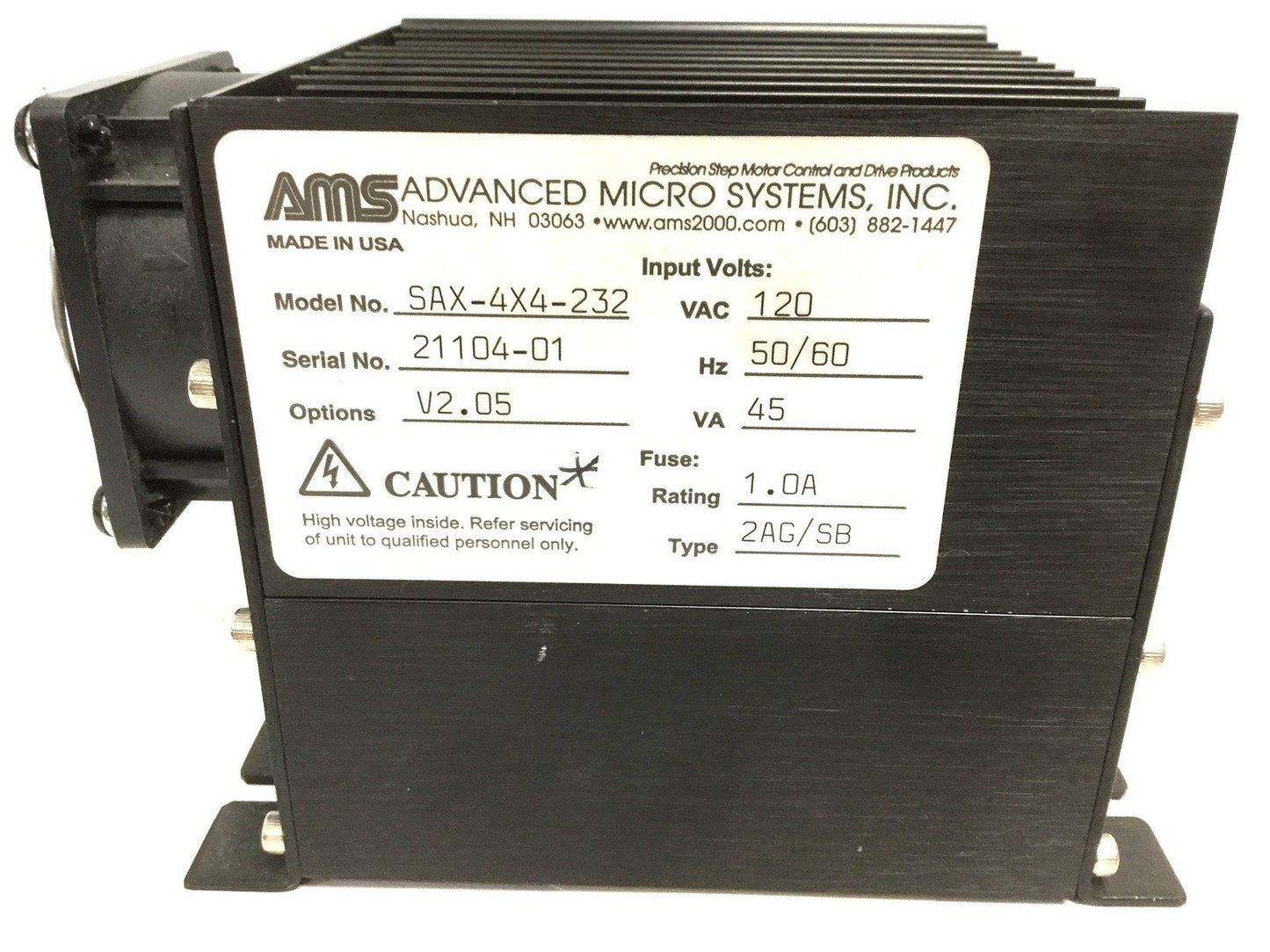 Used AMS SAX-4X4-232 Single Axis Stepper Motor Control, Voltage: 120VAC 50/60Hz