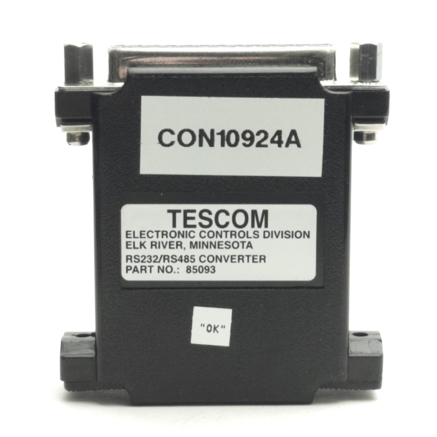 Used Tescom 85093 RS232 / RS485 Converter Screw Terminals to 25-Pin D-Sub Connector