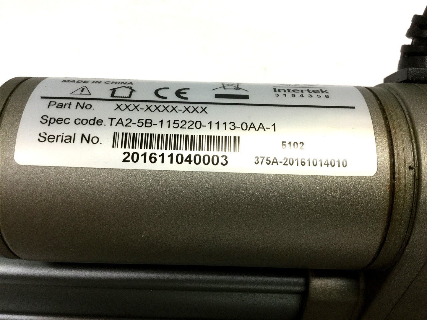 Used Timotion TA2-5B-115220-1113-0AA-1 Linear Actuator, Voltage: 24VDC, Stroke: 115mm