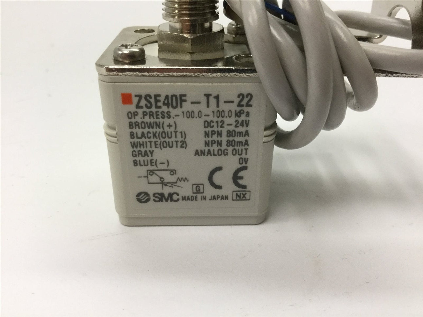 Used SMC ZSE40F-T1-22 Vacuum Switch, Pressure Range: -100 to 100kPa, Voltage 12-24VDC