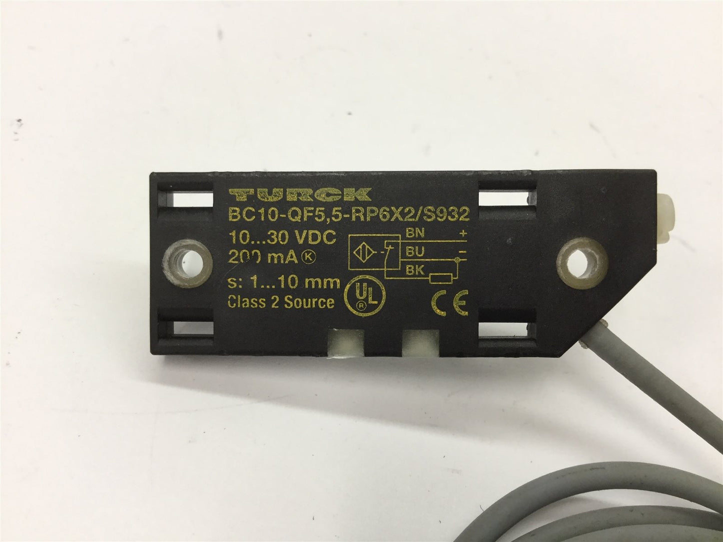 Used Turck BC10-QF5.5-RP6X2/S932 Capacitive Proximity Sensor, Sensing Range: 1-10mm