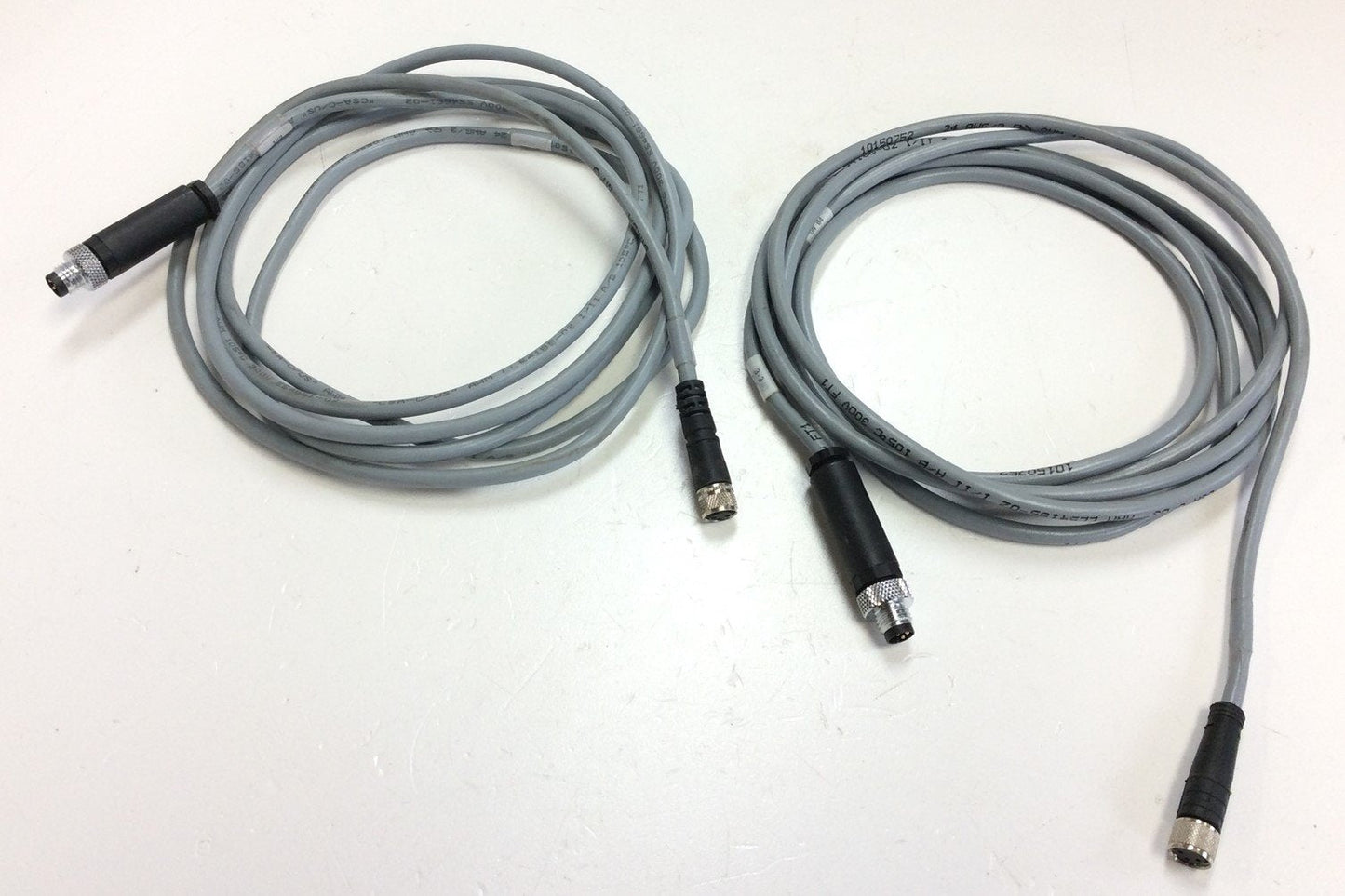 Used Lot of 2 Bimba C4-S Cables M8 Quick Connect Female Male Length 7 Ft 2 M, 3 Pin