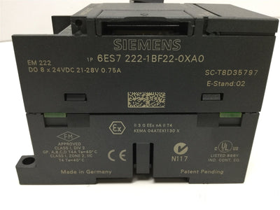 Used Siemens 6ES7 222-1BF22-0XA0 EM222 Simatic Digital Output Module, 8-Pt, 24VDC