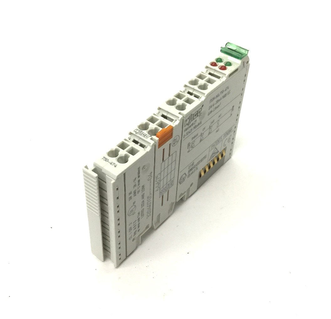 Used Wago 750-474 Analog Input Module, 2-Channel 16-Bit, Supply: 24V, Signal: 4-20mA