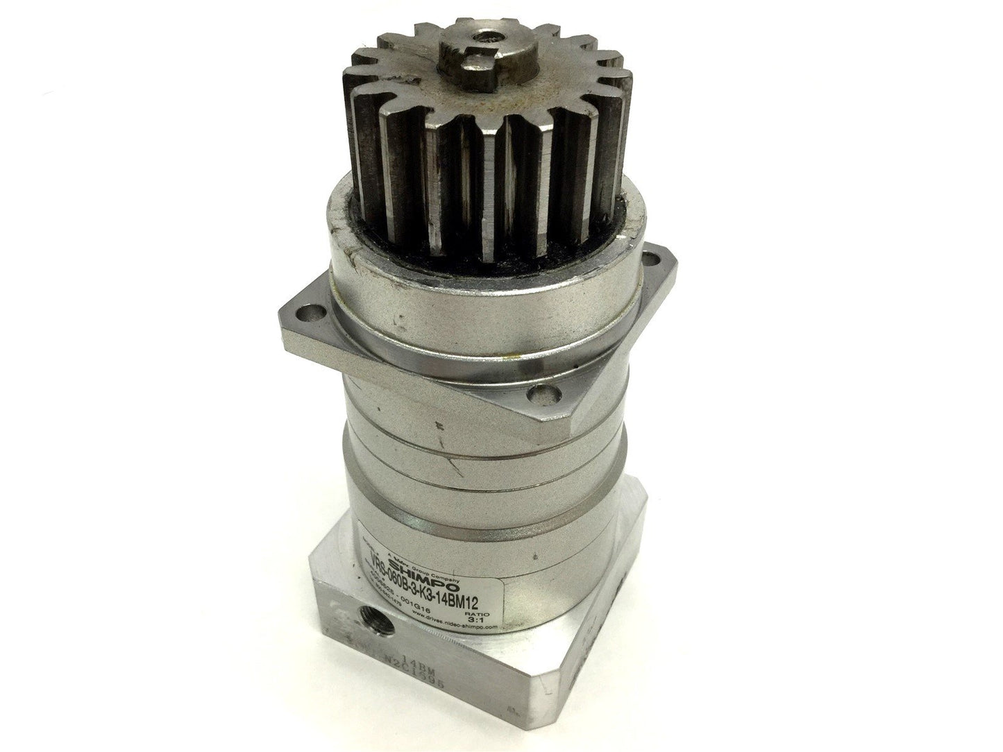 Used Shimpo VRS-060B-3-K3-14BM12 Gearhead Reducer Ratio 3:1 Shaft: 6.3" Coupling 5.5"