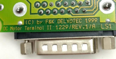 Used F&K Delvotec 1229 Rev.01/A DC Motor Terminal, 15-Pin D-Sub, M9 8-Pin Round