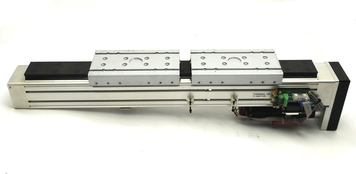 Used Festo DGEL-40-300-SP-KF-GK Linear Actuator, 300mm Travel, 2x Carriages w/ Motor