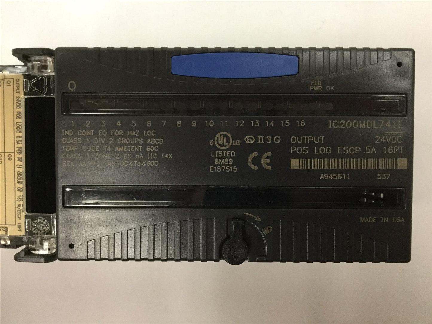 Used GE Fanuc IC200MDL741E Positive Logic Output Module, With IC200CHS022C Carrier