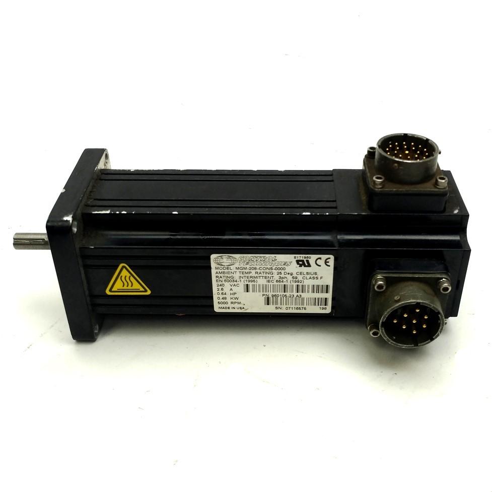 Used Control Techniques MGM-208-CONS-0000 Brushless Servo Motor 0.64HP 240VAC 2.6A