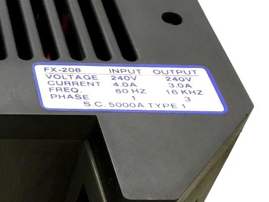 Used Emerson FX-208 Positioning Servo Drive, Input: 240VAC 60Hz, Output: 240V 16KHz