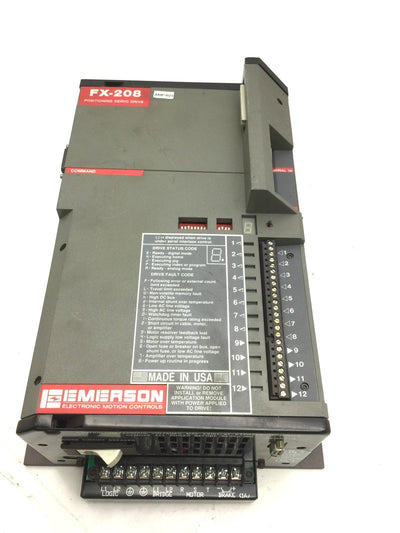 Used Emerson FX-208 Positioning Servo Drive In: 240VAC 60Hz Out: 240V 16KHz *Cracked*