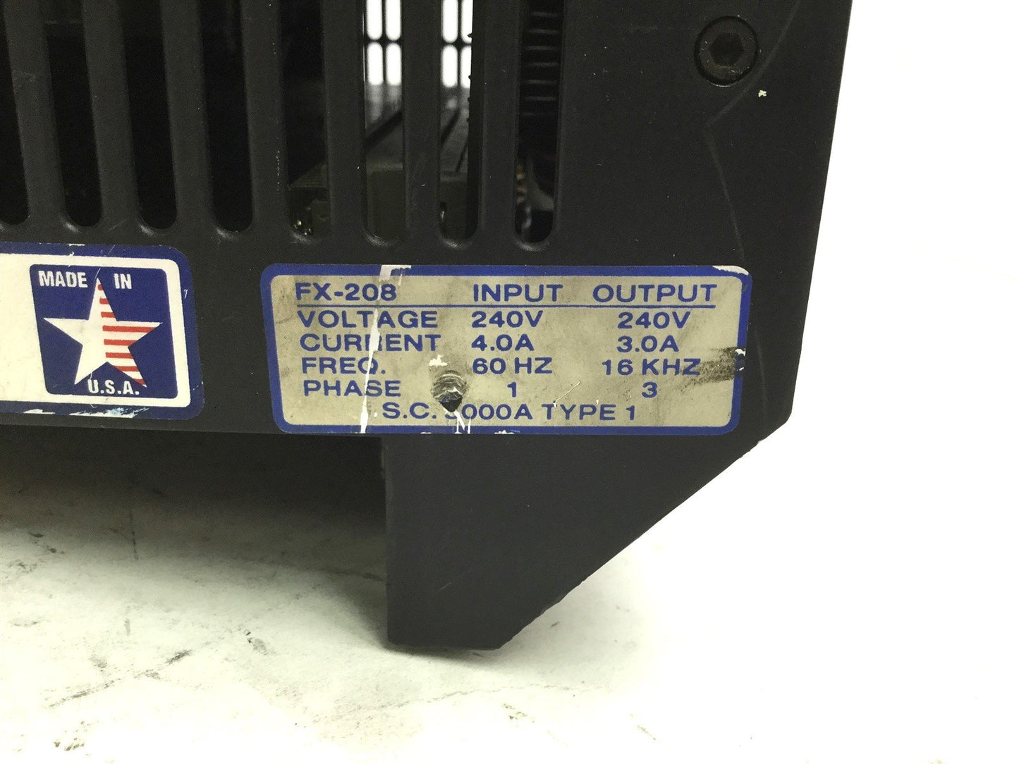 Used Emerson FX-208 Positioning Servo Drive In: 240VAC 60Hz Out: 240V 16KHz *Cracked*