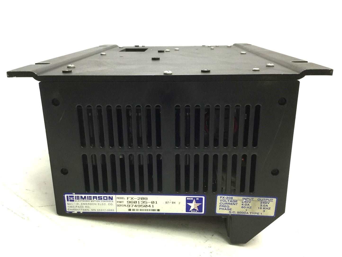 Used Emerson FX-208 Positioning Servo Drive, Input: 240VAC 60Hz, Output: 240V 16KHz