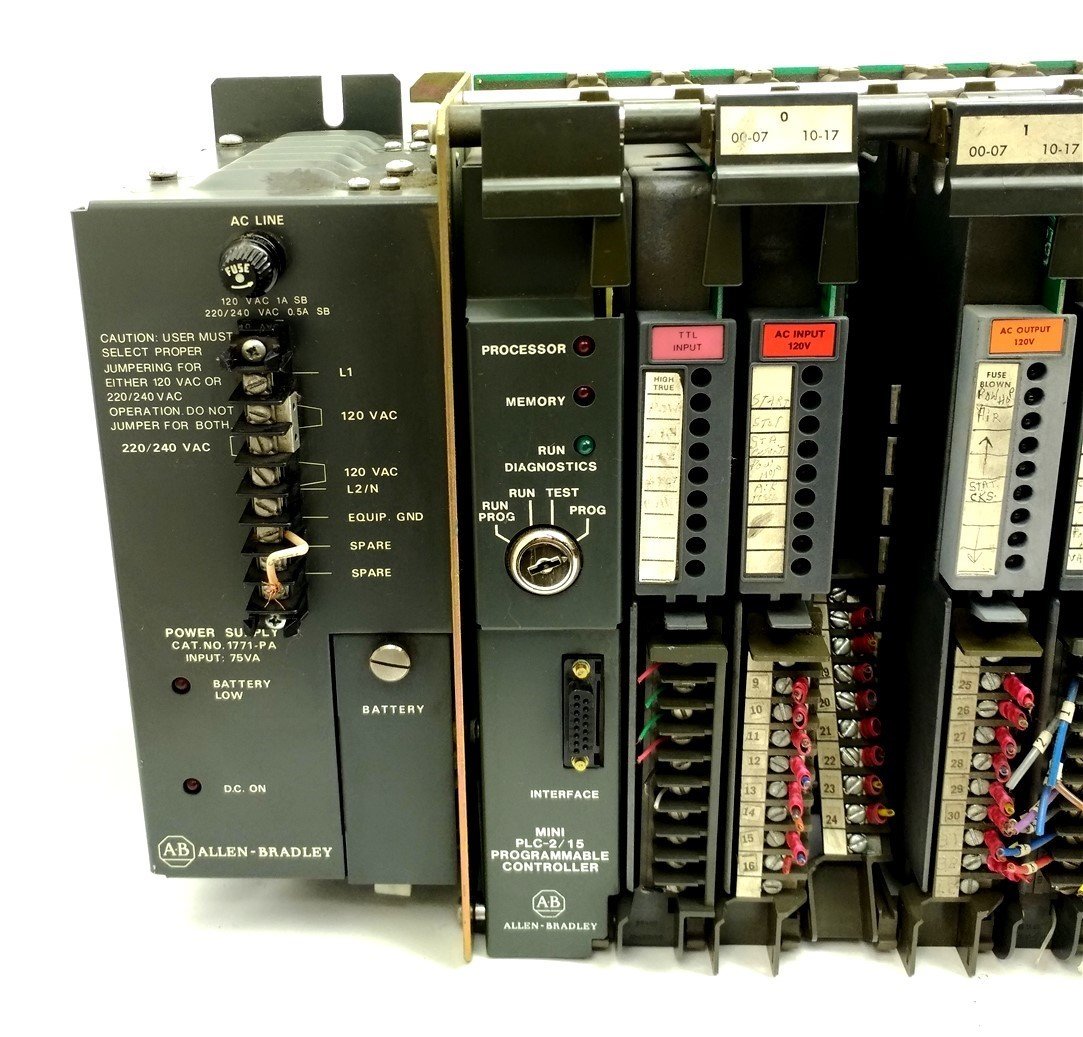 Used Allen Bradley 1771-AD I/O Chassis & Modules 7x 1771-OA 4x 1771-IA PSU PLC-2/15