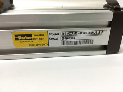 Used Parker 404100XRMSD3H3L2 Linear Actuator Positioner Stage Table, 100mm Travel