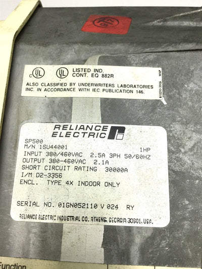 Used Reliance Electric 1SU44001 SP500 Easy Clean Plus AC Motor Drive Voltage: 380-460