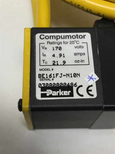 Used Parker BE161FJ-N10N Brushless Compumotor AC Servo Motor 170VAC 21.9oz-in 5000RPM