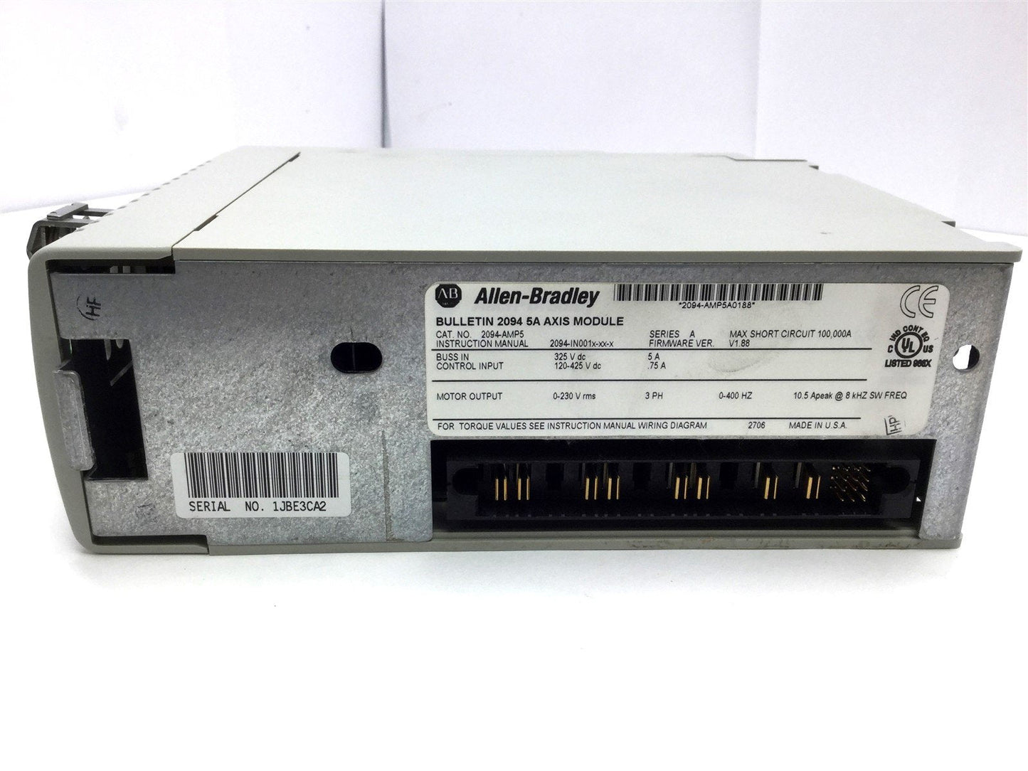 Used Allen Bradley 2094-AMP5 Kinetix 6000 Servo Drive Voltage: 200/230VAC 3Ph 0-400Hz